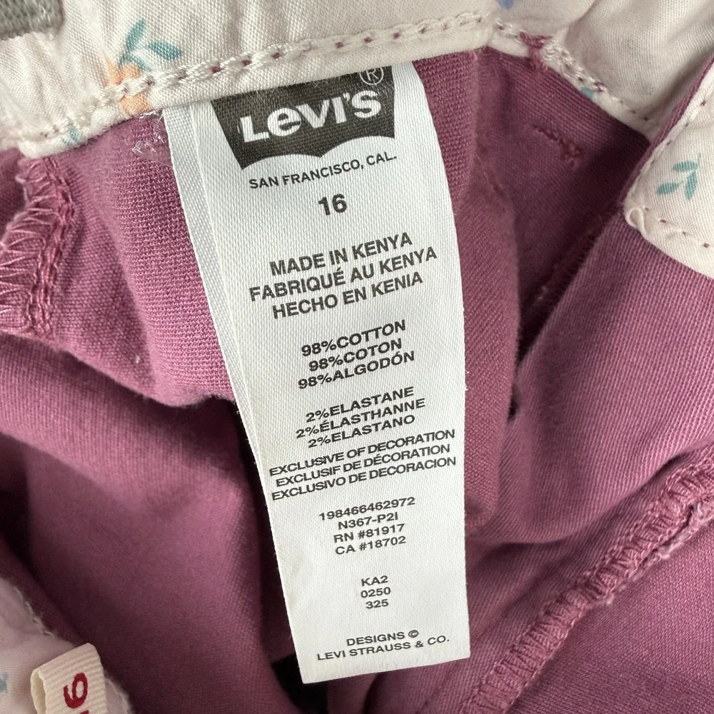 Levis Wide Leg Cargo Pants Girls 16 Adjustable Mauve Utility Pockets N367-P21
